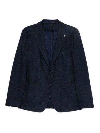 Tagliatore Navy Blue Blazer In Virgin Wool