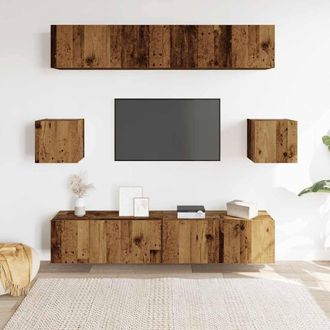 Berkfield Home Classic 6 Piece TV Cabinet Set Wall-mounted Old Wood Engineered Wood in Brown