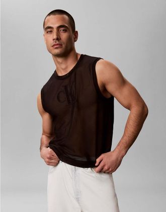 Calvin Klein Jeans Pride - Top senza maniche in rete nero