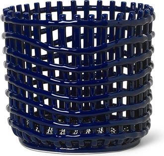 Ferm Living Keramik Korb, gross, blau