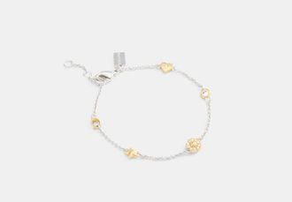 Coach Pav?? Tea Rose And Heart Linear Bracelet