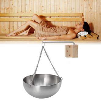 Infinite Bol De Sauna De Acero Inoxidable Para Aceites Esenciales Con Brazo M&oacute;vil Y Bloque De Madera, 20 Cm De Largo
