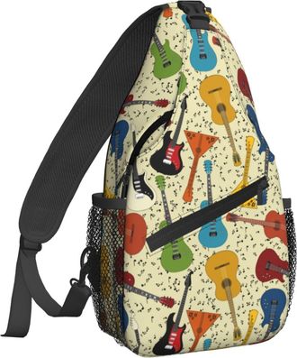 Generic Guitar Music Note Cross Body Bag Breathable Crossbody Bag Trendy Daypack For Casual Workout Outdoors
