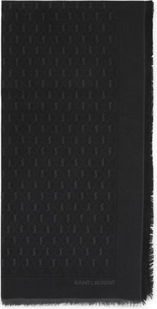 Saint Laurent Winter Scarves, female, Black, Size: ONE SIZE Jacquard Monogram Scarf