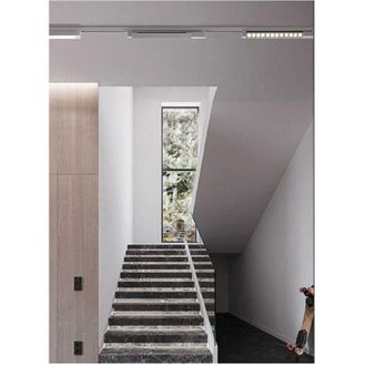 Trade Shop Trade Shop Traesio - Trade Shop - Faretto Orientabile Binario 12w 6 Led Bianco Nero Luce 6500k 4000k 3000k Pst-27 - Blanco