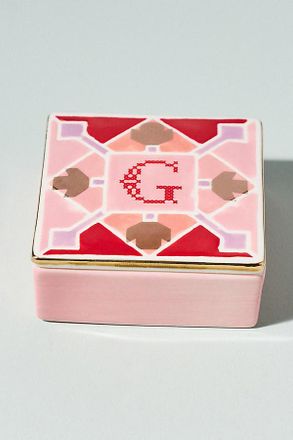 Anthropologie Quilted Monogram Trinket Box
