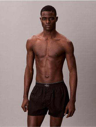 Calvin Klein Mens Monogram Logo Slim Boxer - Black - M