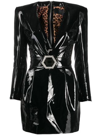 Philipp Plein plunging V-neck mini dress - Black