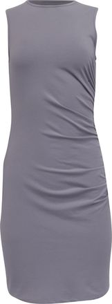 Theory Gathered Sleeveless Mini Dress in Grey Cotton