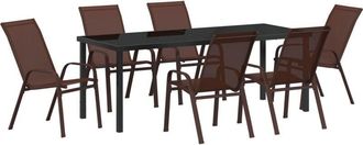 vidaXL vidaXL Garden Dining Set 7 pcs Brown Textilene and steel
