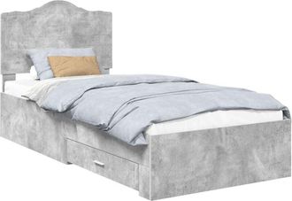 vidaXL Bed Frame with Drawer Concrete Grey 75 x 190 cm Engineered Wood vidaXL