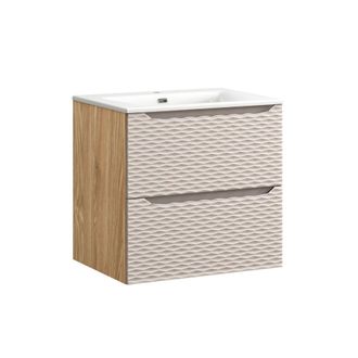 Petits Meubles Mueble lavabo encastrado estratificado Beige marr&oacute;n