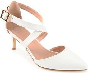 Journee Collection Riva Crossover Pump in White at Nordstrom Rack, Size 7.5