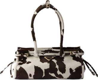 Prada Borsa tote Bonnie media con stampa - Bianco