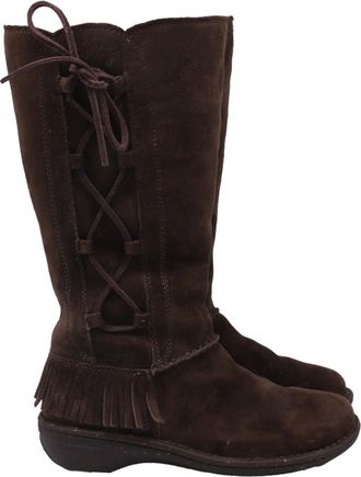 UGG Desoto Tall Fringed Boots in Brown Suede