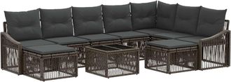 vidaXL Conjunto De Sof&aacute;s De Jard&iacute;n 10 Uds. Gris Rat&aacute;n Sint&eacute;tico Vidaxl