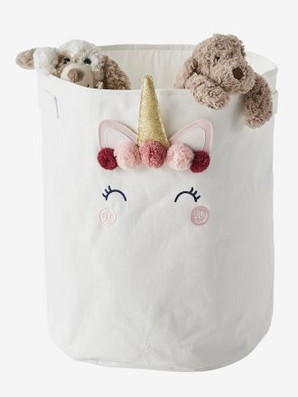 Vertbaudet Grosser Aufbewahrungskorb, Einhorn wollweiss