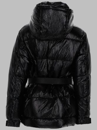 Canadian Belted Hooded Nylon Jacket - Black