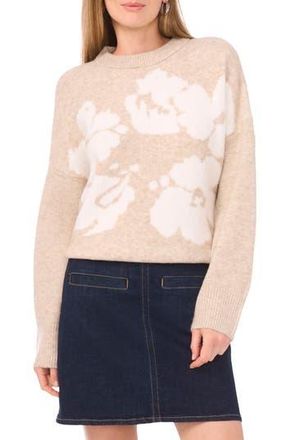 Vince Camuto Floral Jacquard Sweater in Oatmeal at Nordstrom Rack, Size Xx-Large