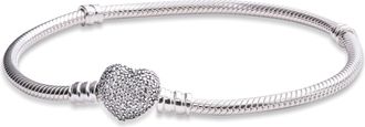 Pandora Moments Silver Bracelet with Pave Heart Clasp