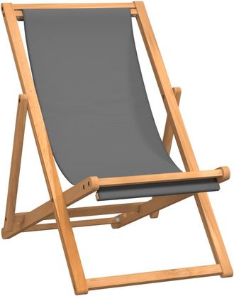 vidaXL Vidaxl - Silla De Playa Plegable Madera Maciza De Teca Gris