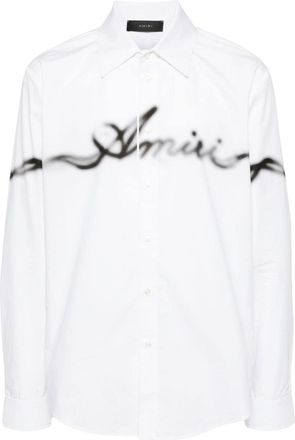 Amiri smoke logo long-sleeve shirt - men - Cotton - 50 - White
