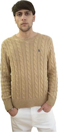 Ralph Lauren Rondgebreide kleding - Heren - Ronde hals truien - Bruin - S - Katoen - Truien & Vesten