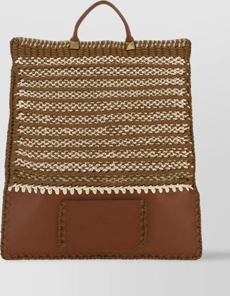 Valentino Garavani textured two-tone tote with leather trim