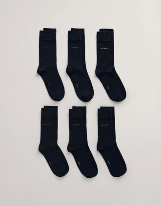 GANT Mens Gant Mens Soft Cotton Socks 6-Pack - 410 Marine - Navy - Size: 9/9.5/10/10.5/11