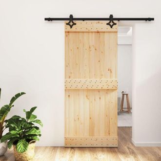 vidaXL Puerta Corredera Con Herrajes Madera Maciza De Pino 90x210 Cm Vidaxl