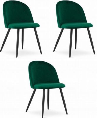 OEM Silla Bello - Terciopelo Verde / Patas Negras X 3