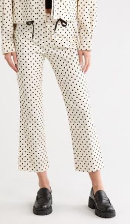 Current Elliott Slim Fit Crop Flare Trousers in White Black Polka Dot at Nordstrom Rack, Size 10