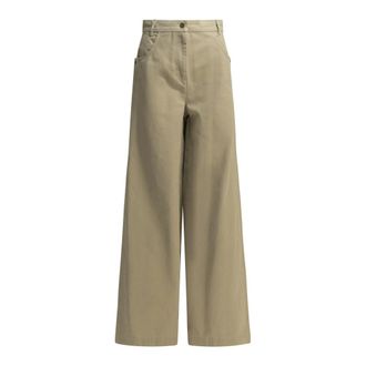 Max Mara Wijde broek - Dames - Broeken - Beige - Maat: XS