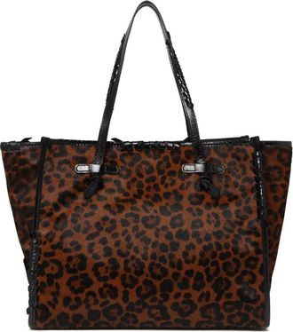 Gianni Chiarini Marcella Luipaardprint Shopper Tote - Dames - Shoppers - Zwart - ONE Size - Leer - Tassen