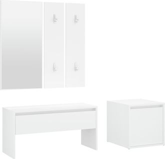 vidaXL Juego De Muebles De Recibidor Madera Contrachapada Blanco Vidaxl