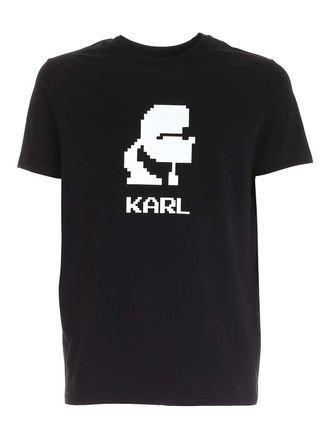 Karl Lagerfeld White print T-shirt in black