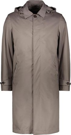 Moorer Capuchon waterdichte regenjas met zakken - Heren - Parka Jassen - Bruin - M - Polyester - Jassen