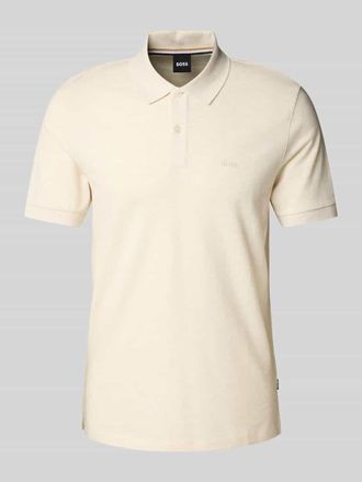 HUGO BOSS Slim Fit Poloshirt mit Label-Stitching Modell PALLAS in Offwhite, Gr&ouml;&szlig;e XXL