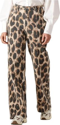 Refined Department Luipaardprint Wijde Broek - Dames - Wijde Broeken - Bruin - L - Broeken