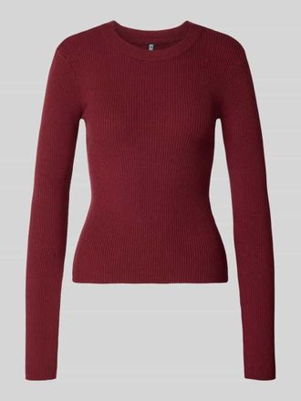 Pieces Slim Fit Strickpullover aus Viskose-Mix Modell MIRA in Dunkelrot, Größe XL