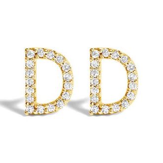 House of Brilliance 10K Gold 1/10 Cttw Diamond Initial A to Z Stud Earring in Yellow Gold | D at Nordstrom