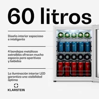 Klarstein Klarstein Beersafe Nevera Para Bebidas Con Puerta De Cristal 64 X 48 Cm 60 Litros 85 W Plata/blanco
