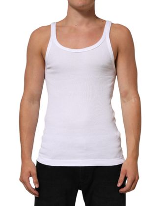 Dolce & Gabbana Mens White Sleeveless Round Neck Tank Top T-Shirt Cotton