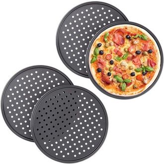 OEM Teglia Per Pizza - Set Da 4 - Antracite - Acciaio Al Carbonio