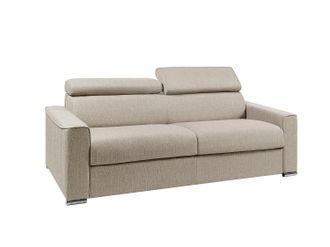 Vente-Unique Sof&aacute; cama de 4 plazas de tela de apertura r&aacute;pida VIZIR - Beige - Somier de l&aacute;minas de 160 cm - Colch&oacute;n de 22 cm con memoria de forma