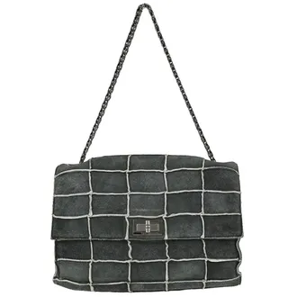 Chanel Reissue Flap Suede Patchwork Gray Suede Handbag (Pre-Owned)