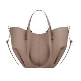 Generic Womens Large Capacity Leather Hand-held Wing Bag, Pleated Underarm Tote, Casual And Shoulder(Grey)