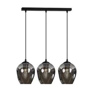 Wonderlamp Regleta de techo con 3 pantallas de grafito y altura regulable