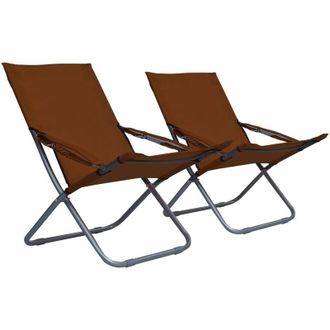 vidaXL Vidaxl - Sillas De Playa Plegables 2 Unidades Tela Marr&oacute;n