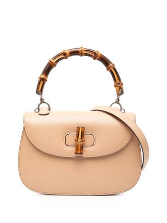 Gucci Borsa a tracolla Night in pelle di vitello con manico in bamb&ugrave; 2000-2015 - Marrone